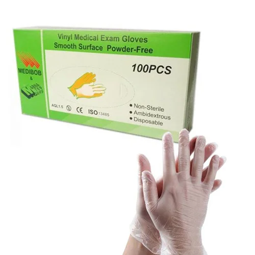 دستکش وینیل بدون پودر MediBoB بسته 100 عددی سایز بزرگ (Large)